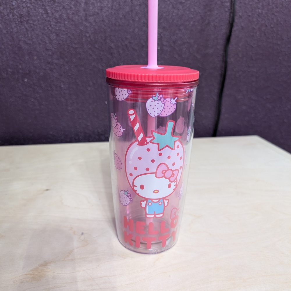 Hello Kitty Pink Tumbler with Straw